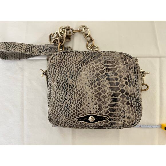 Elliott Lucca Gray Snakeskin print leather Crossbody Purse with chain - Picture 16 of 16